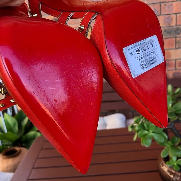 Christian Louboutin Tchicaboum 120mm Studded Orange Caged Heels 37.5 RRP$1750 - Picture 13 of 14